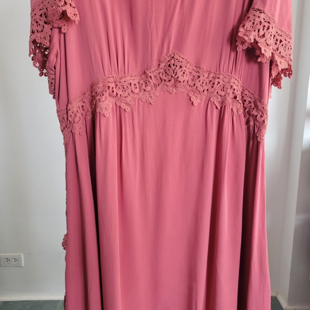 Bloom Chic Terracotta Pink Swiss Bohemian Maxi Dress (Size: 26) - Picture 4 of 12